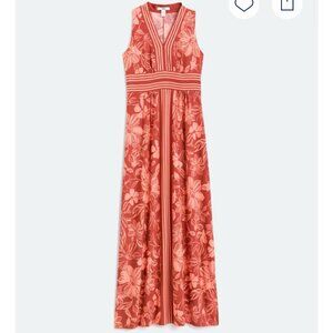 Wisp Maggy London Ella Maxi Jersey Dress Floral Beach Burnt Orange Red 4 S